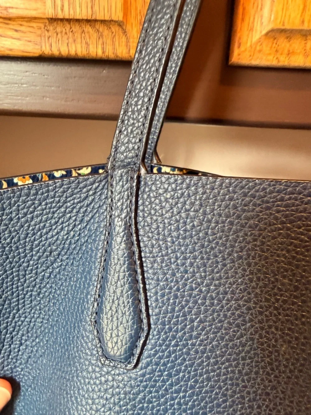 Tory Burch Navy Pebbled Leather Tote